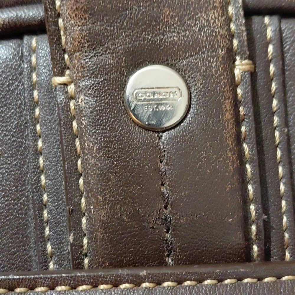 COACH Brown Leather Briefcase Computer Bag Business Travel Tote